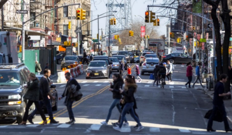 Kenmare Street facing the Williamsburg Bridge. Photo: DOT
