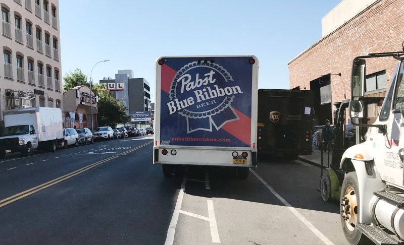 Free parking or fee parking Right now, under a city program, this trucking company would pay $0 for a double-parking summons. Photo: Gersh Kuntzman