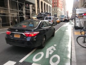 The mayor calls this a protected bike lane. Do you? Photo: Gersh Kuntzman