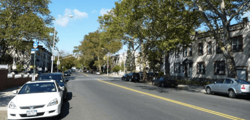 This is Bay Ridge Parkway. If you think that it's too narrow for proper safety infrastructure, perhaps you should not be sitting on a community board. Photo: DOT