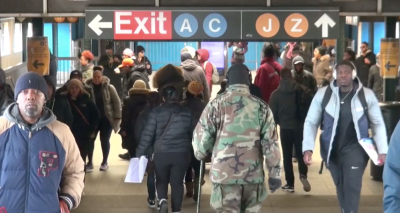 Many New Yorkers like these commuters are exposing themselves to the virus because they cant afford to work from home. Photo: Clarence Eckerson Jr.