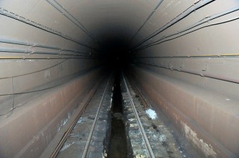 The Canarsie Tunnel, pictured in 2012 just after Hurricane Sandy flooded and damaged its foundation. Photo: Flickr/MTA