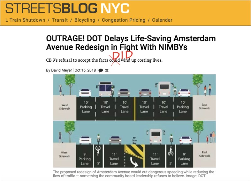 How Streetsblog covered the story in October — with one key editorial change.