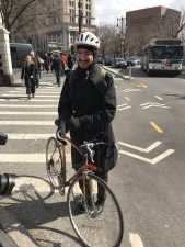 Reporter and now bike courier Vin Barone, seen last year. Photo: Gersh Kuntzman.