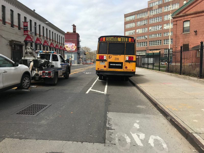 Tight squeeze on Flushing Avenue.