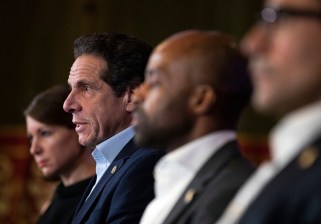 Governor Cuomo debriefing the state budget on Monday. Photo: Mike Groll/Office of Governor Andrew M. Cuomo