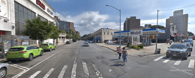 This Google street view shows the cab stand and the Mobil station at issue in the lawsuit by the family of dead pedestrian Sherena Hundalani. Photo: Google