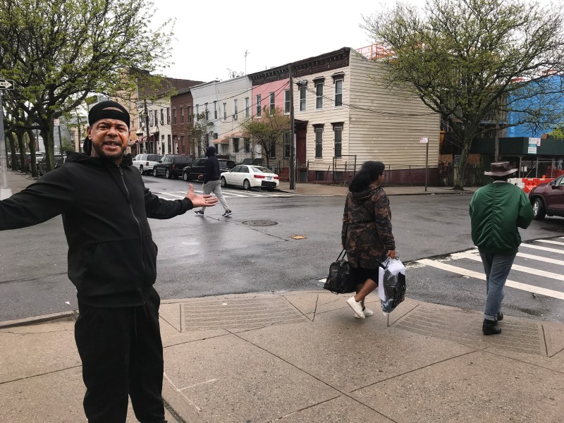 Gregory McClean at the intersection in Brooklyn where his brother, Charles, was killed by a postal service driver. Photo: Gersh Kuntzman