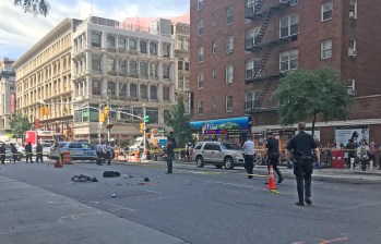 A cyclist was killed on Sixth Avenue on Monday morning. Photo: Julianne Cuba