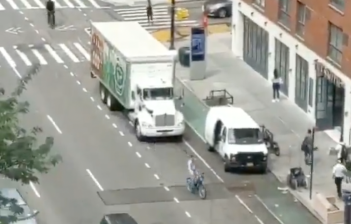 Friend of Streetsblog Jake Schmidt's time-lapse video shows what happens when a single truck blocks an unprotected bike lane.
