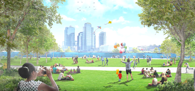 A rendering from the city's East Side Coastal Resiliency plan shows the East River waterfront.