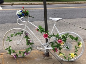 A ghost bike for a cyclist killed last year. File Photo