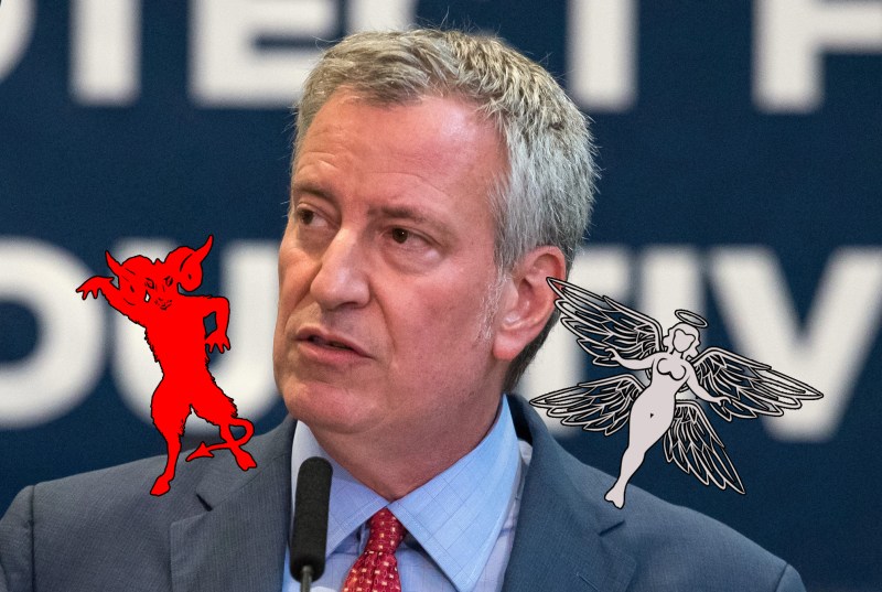 The mayor listened to the devil on his shoulder when it came to budget cuts.