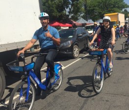 Last year, Bronx Borough President Ruben Diaz Jr. and DOT Commissioner Polly Trottenberg rode Citi Bikes to herald a coming expansion. Well, planning is finally underway. Photo: Gersh Kuntzman