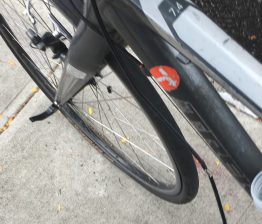 The damage from vandalism to Steve Scofield's bike cost $213 to repair. Here, a flat tire. Photo: Steve Scofield