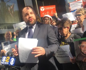 Corey Johnson at his big rally on Tuesday. Photo: Gersh Kuntzman