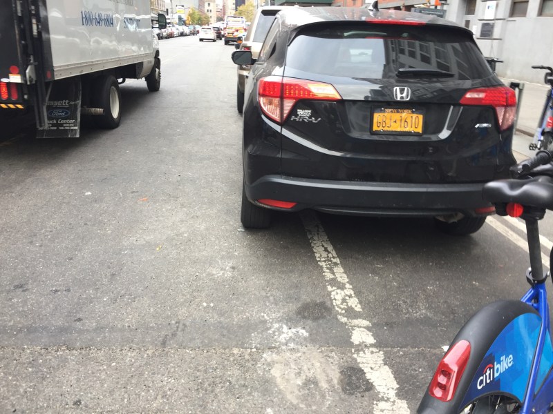 The police motto is "To protect and serve." But in Downtown Brooklyn, cyclists' motto is "To detect and swerve." Photo: Gersh Kuntzman