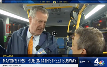 NBC4 got the exclusive: Mayor de Blasio on the busway.