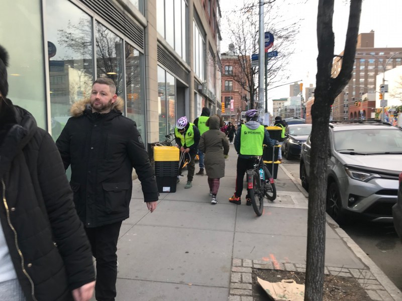 Whole Foods parks bike on the sidewalk on Houston Street all day...