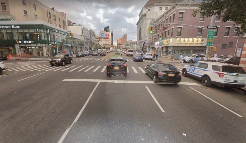 The Canal Street approach to the Manhattan Bridge is a dangerous spot. Photo: Google