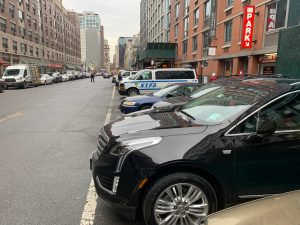 Police employee-owned vehicles fill the bike lane on Schermerhorn Street in Downtown Brooklyn. File photo: Gersh Kuntzman