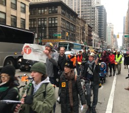 Horn-blowing activists stormed Sixth Avenue on Tuesday to demand protection for all road users. Photo: Dave Colon