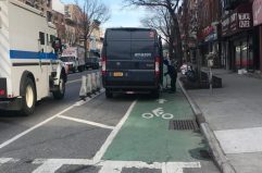 An illegally parked van in the Grand Street bike lane. File photo: Julianne Cuba