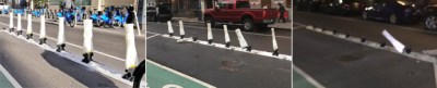 Going, going, gone: The protected portion of the 13th Street bike lane was destroyed in 24 hours.