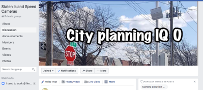 A screenshot of the Staten Island Speed Cameras Facebook page. Image: Streetsblog