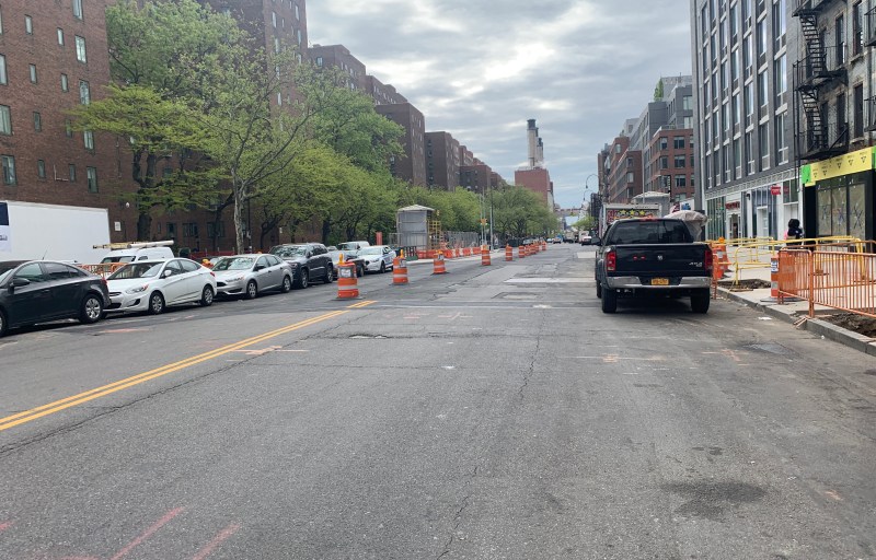 Construction on 14th Street near the crash scene. Photo: Gersh Kuntzman