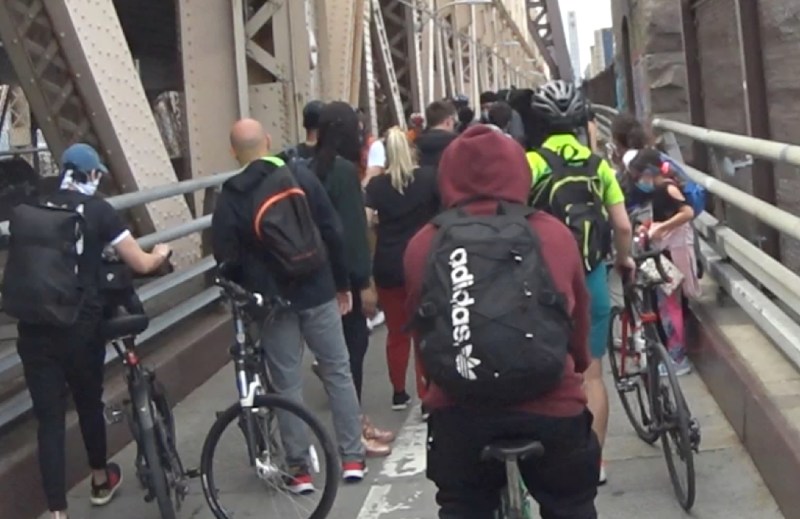 Crush city: the combined bike and pedestrian path on the Queensboro Bridge. Photo: Melodie Bryant
