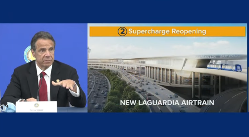 Gov. Cuomo argued for federal stimulus money for the AirTrain last May.