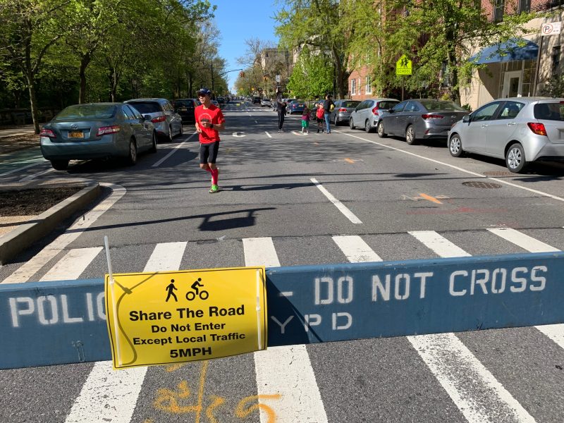 Here's Prospect Park West at the start of the open streets program. Photo: Gersh Kuntzman