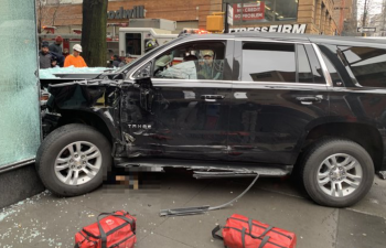 A SUV driver crashed into a coffee shop in Brooklyn in 2020, injuring a woman. It was one of tens of thousands of injury-producing crashes citywide last year. Photo: Waddie Grant via Instagram