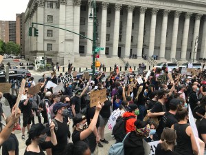 The day's protests started at Foley Square. Photo: Steven Vago