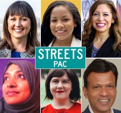 The six challengers who got StreetsPAC's endorsement are (clockwise from top left): Katherine Walsh, Amanda Septimo, Jessica Gonzalez-Rojas, Rajiv Gowda, Emily Gallagher and Mary Jobaida.