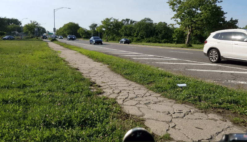 The Flatbush Avenue sidewalk bike path is not ideal, to say the least! Photo: Brian Hedden