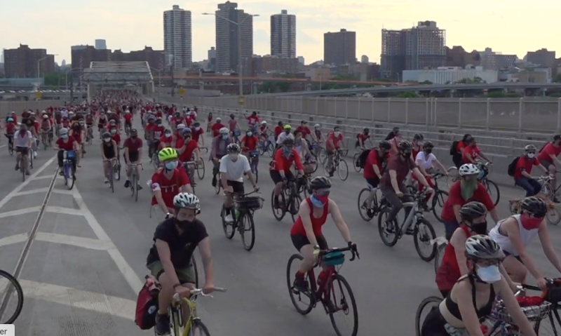 Riders headed over the Willis Avenue Bridge. Photo: Clarence Eckerson Jr.