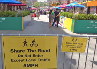 Mott Street is a car-free zone.