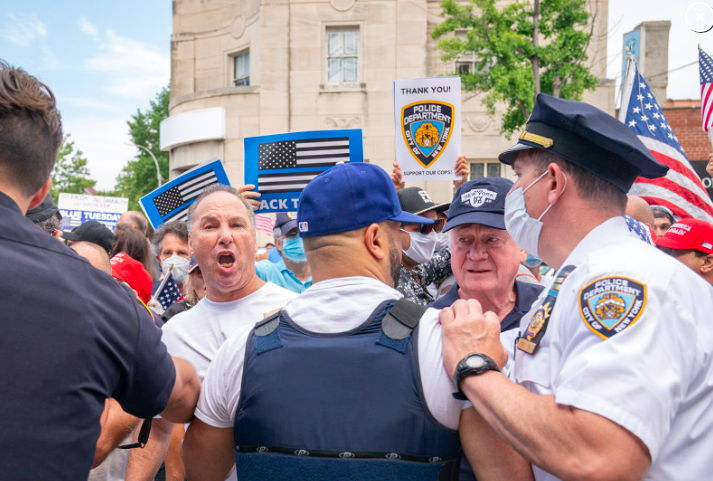 Former State Senator Marty Golden was in the thick of the violent pro-cop rally on Saturday in Dyker Heights.