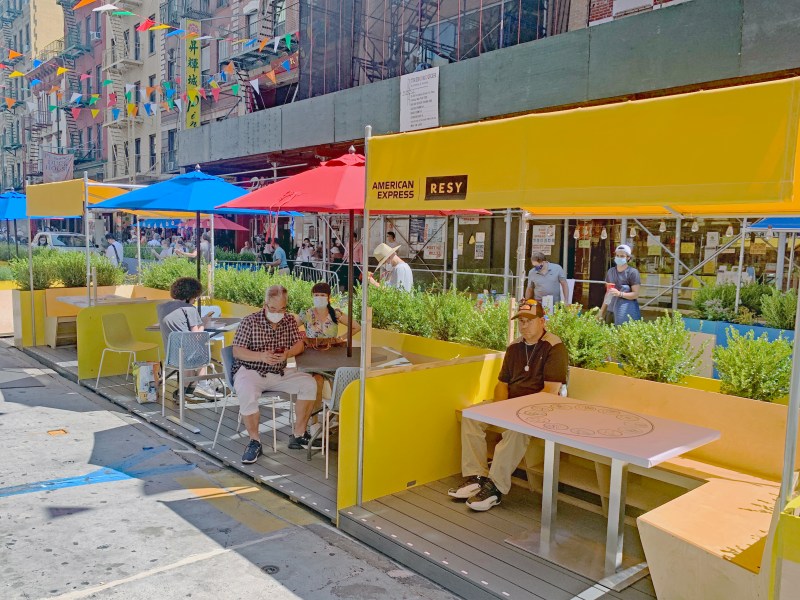 Curbside space turned into dining on Mott Street. File photo: Gersh Kuntzman