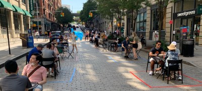 Open restaurant streets, like this one in DUMBO, continue to be announced. Photo: Gersh Kuntzman
