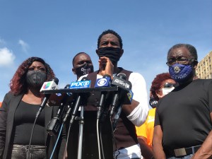 Public Advocate Jumaane Williams (center), at a press conference in Brooklyn. Photo: Dave Colon