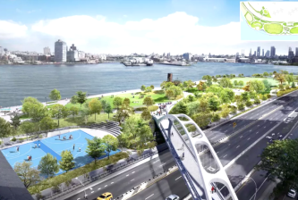 A rendering shows the East Side Coastal Resiliency Project. Image: NYC Mayor's Office