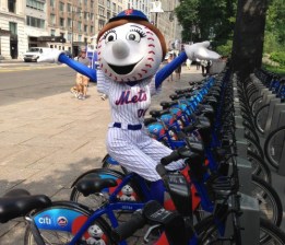 Mrs. Met, one of the many women who would choose to bike to Citi Field if it were safer to do so. Photo: Citi Bike Blog