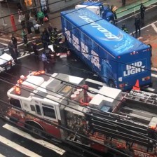 Footage from the scene after a delivery worker was killed in 2020 underneath the wheels of a Bud Light truck in Queens. Source: Citizen