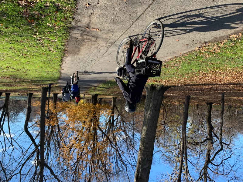 This is no way to get across a busy park. (Not shown — the last stretch when cyclists must dismount).