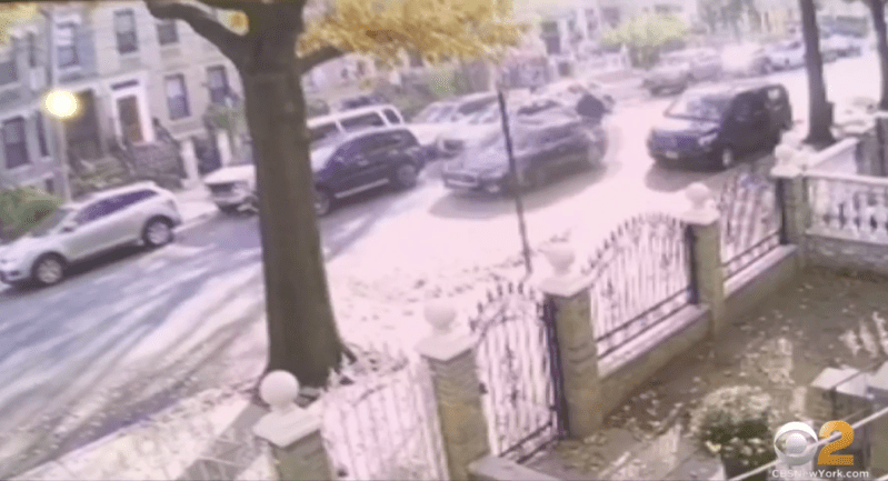The moment of impact when a hit-and-run driver badly injured Walter Stone. Photo: CBS2