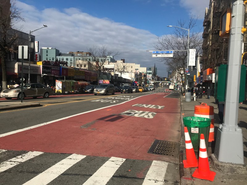The Main Street busway on its first day. Photo: Julianne Cuba