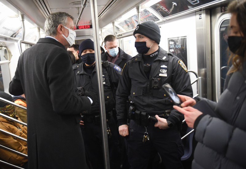 Mayor de Blasio even took the subway yesterday! Photo: Michael Appleton/Mayoral Photography Office